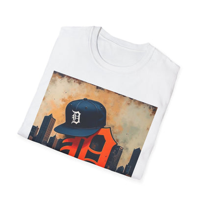 Detroit D Skyline Tee — Vintage D Logo with Cap Graphic