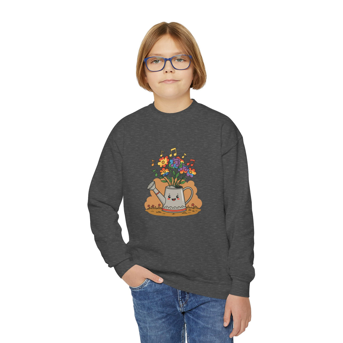 Cute Floral Music Youth Crewneck Sweatshirt