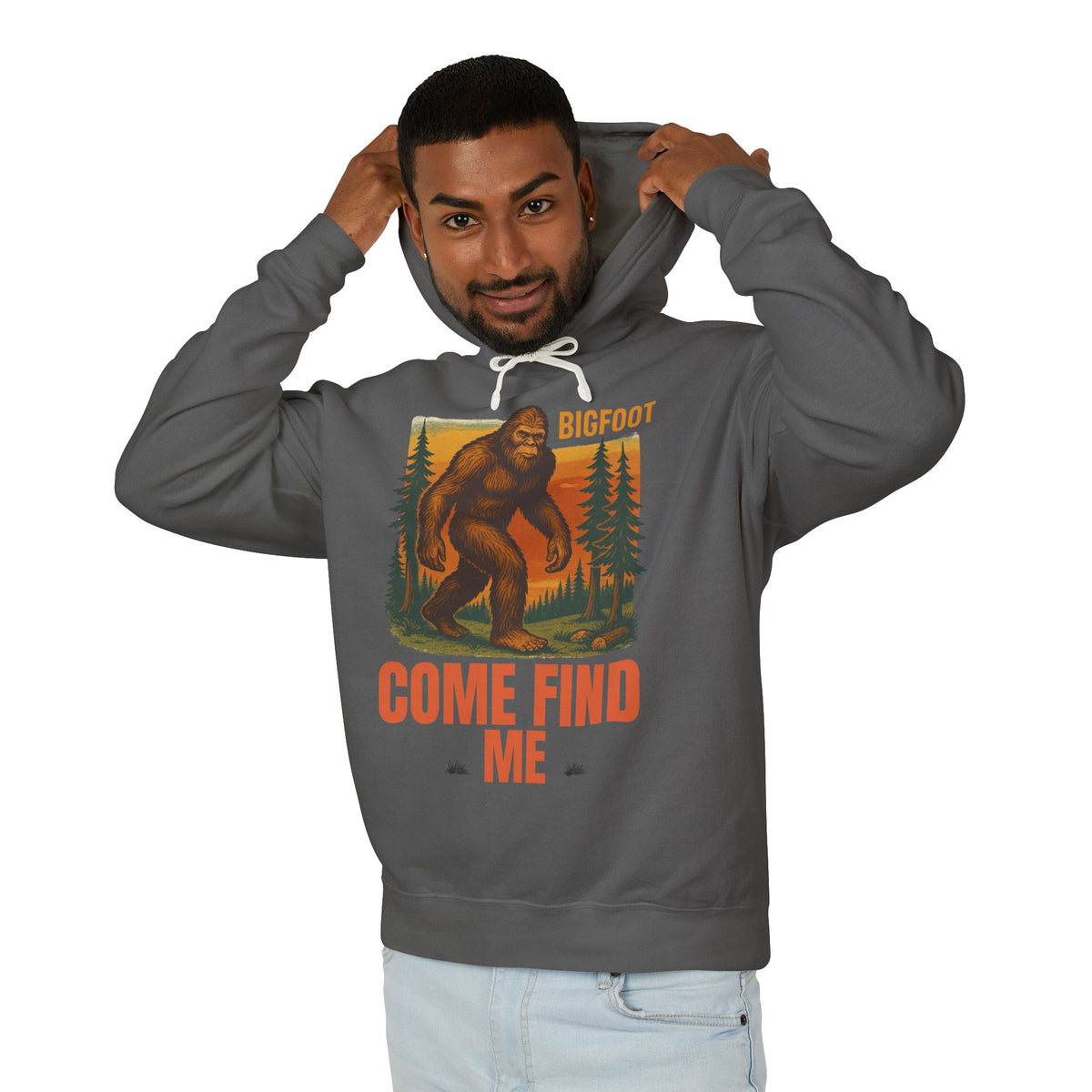 Bigfoot Adventure Lightweight Hoodie, Cozy Sweatshirt for Nature Lovers, Perfect Gift for Outdoor Enthusiasts, Camping, Hiking, Adventure