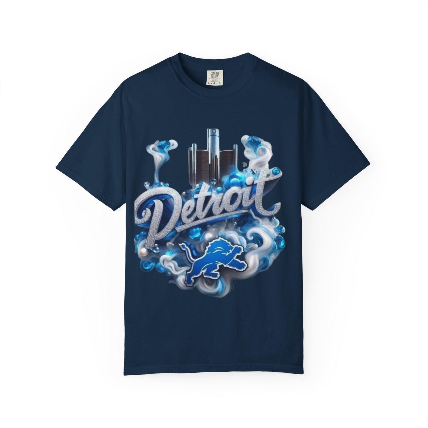 Detroit Skyline Lions T-Shirt — Retro Motor City Graphic Tee