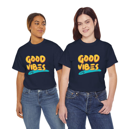 Unisex Heavy Cotton Tee - Good Vibes Only Printed  T-Shirt - Comfortable Casual Wear Tee - Unique Graphic Tee - Gift
