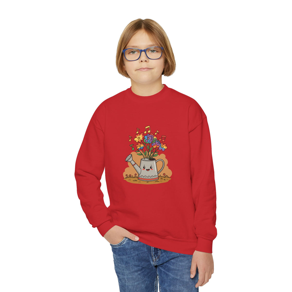 Cute Floral Music Youth Crewneck Sweatshirt