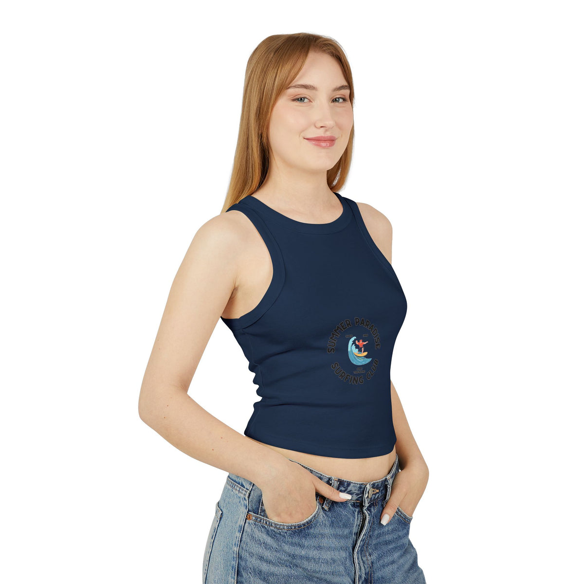 Surfing Club Racer Tank Top — "Summer Paradise" Graphic