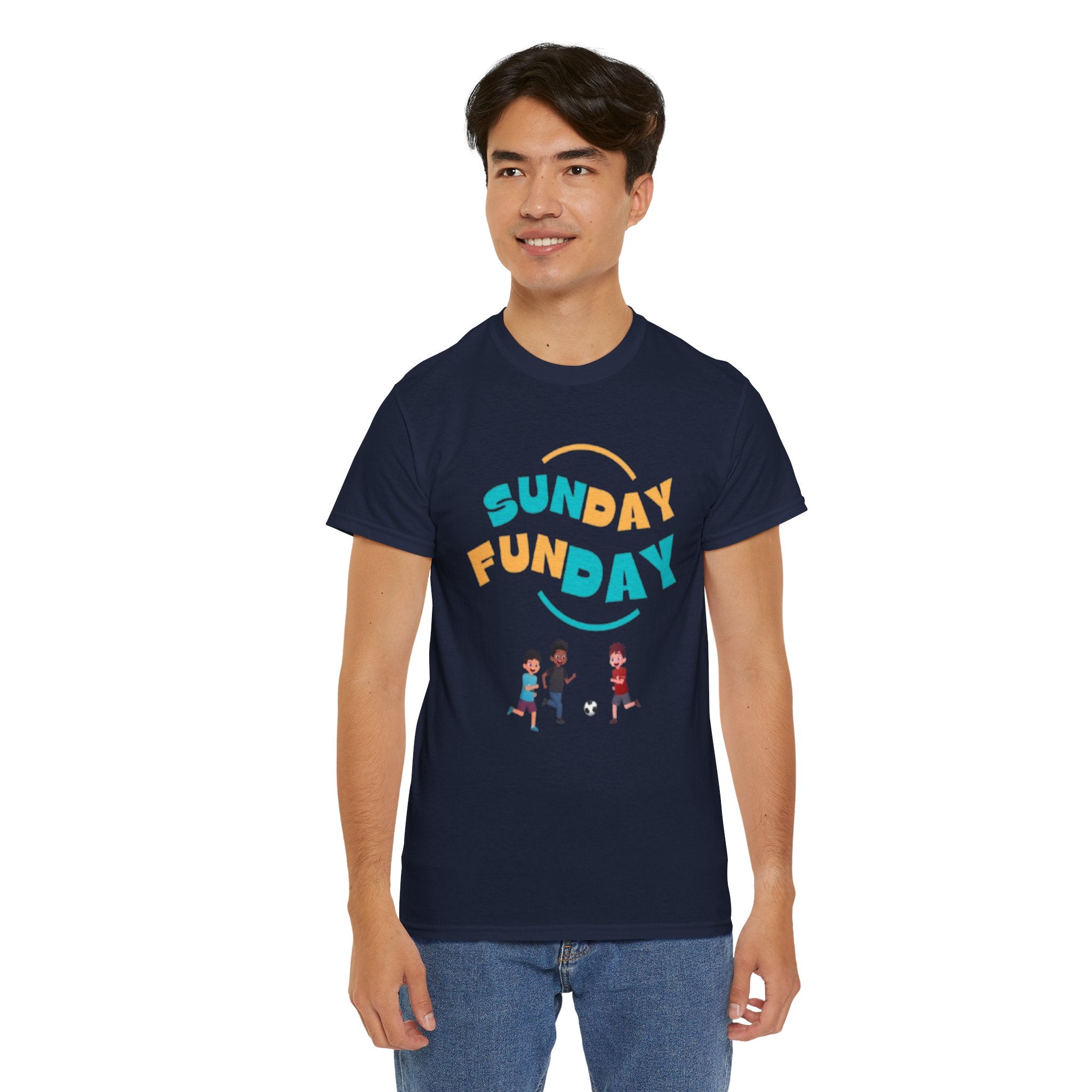 Unisex Heavy Cotton Tee - Sunday Funday Printed  T-Shirt - Comfortable Casual Wear Tee - Unique Graphic Tee - Gift