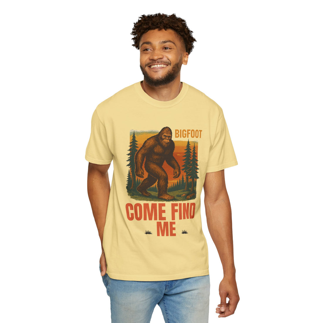 Bigfoot Come Find Me T-Shirt, Unisex Tee for Nature Lovers, Adventure Gear, Wilderness Apparel, Fun Gift for Outdoorsy Friends