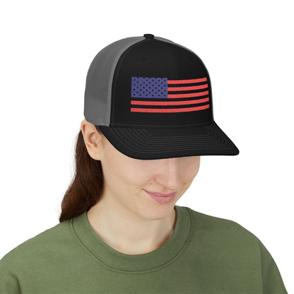 USA Flag Embroidered Snapback Trucker Cap, Perfect Gift for Patriotic Events, Outdoor Adventures, Summer BBQs, Father&