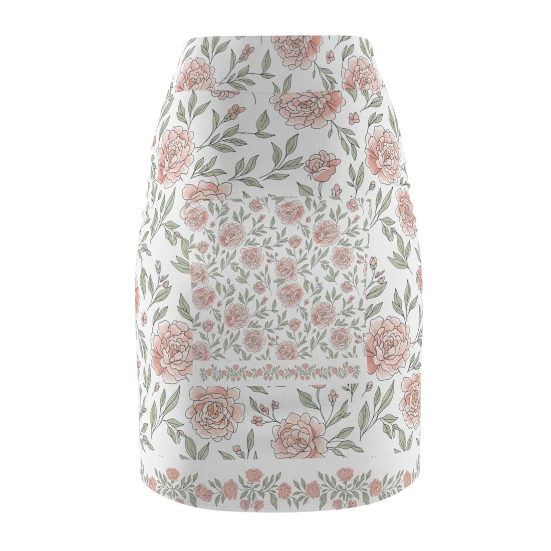 Floral Rose Pencil Skirt — Pastel Garden Print