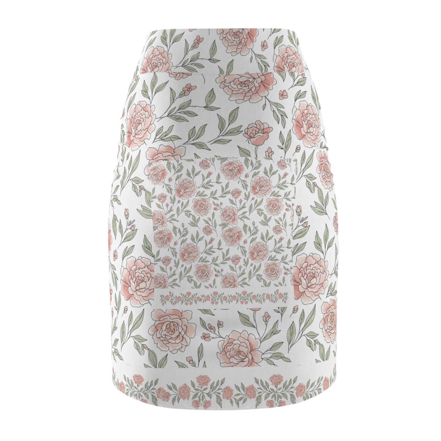Floral Rose Pencil Skirt — Pastel Garden Print