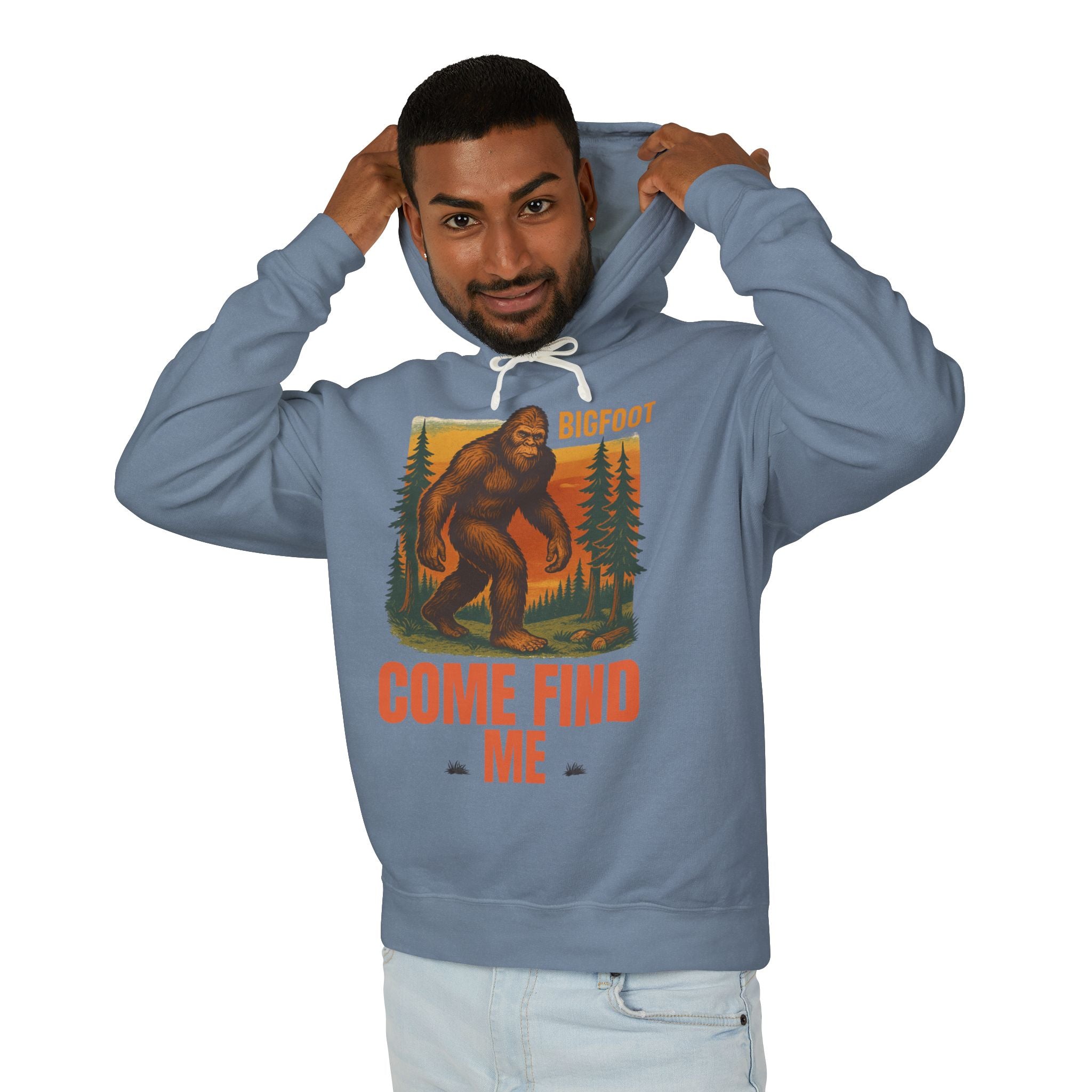 Bigfoot Adventure Lightweight Hoodie, Cozy Sweatshirt for Nature Lovers, Perfect Gift for Outdoor Enthusiasts, Camping, Hiking, Adventure